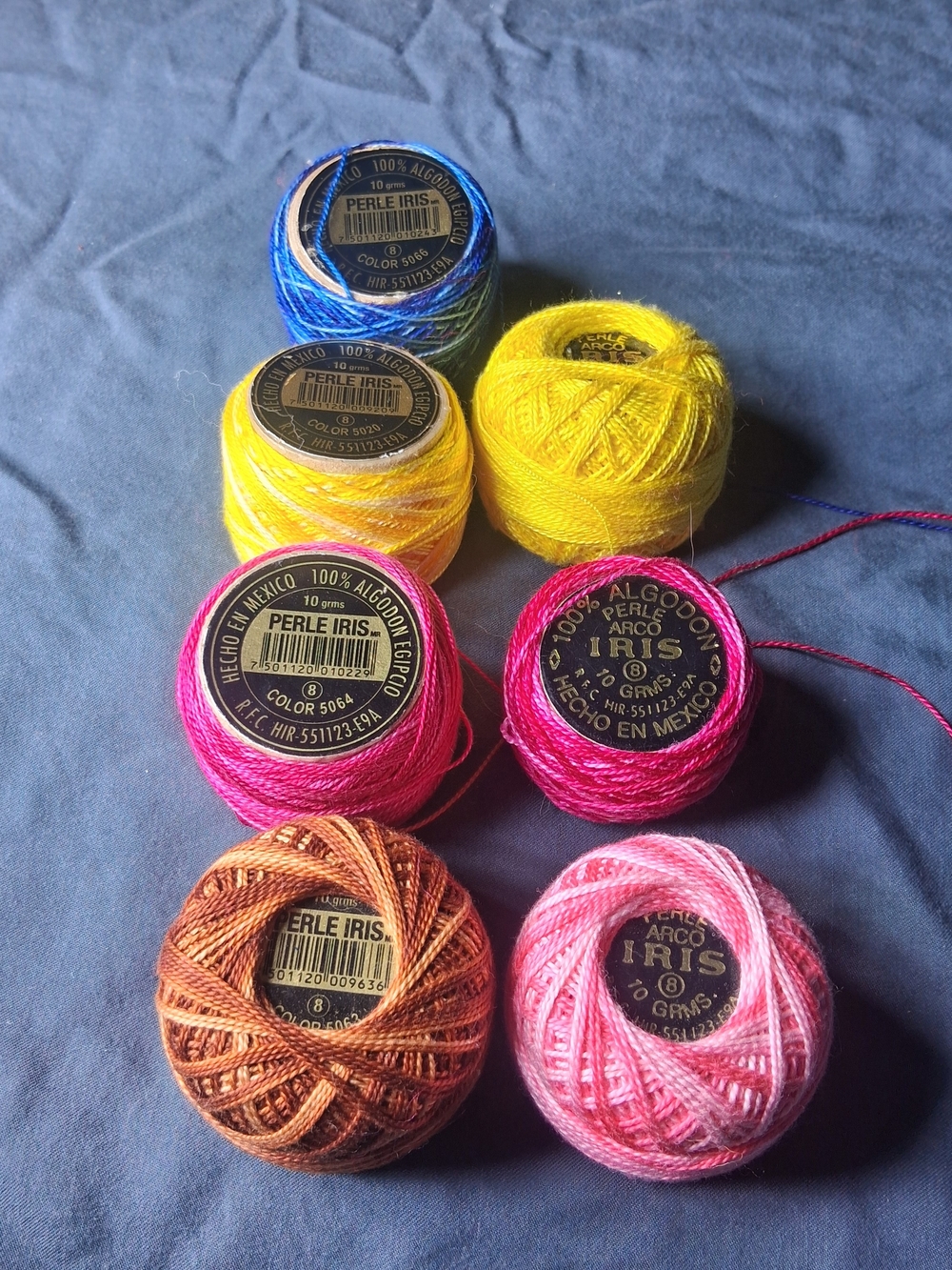 7 Vintage Iris Perle Cotton Thread Sz 8 Variegated Embroidery Crochet Colorful